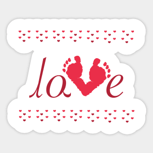 Valentine's day red footprints Sticker